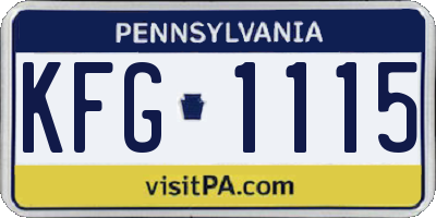 PA license plate KFG1115