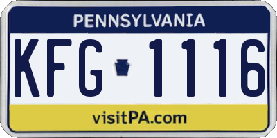 PA license plate KFG1116