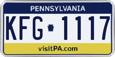 PA license plate KFG1117