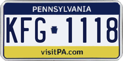 PA license plate KFG1118