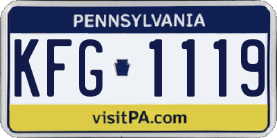 PA license plate KFG1119