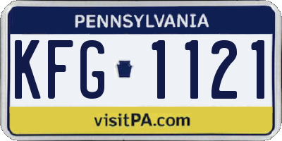 PA license plate KFG1121