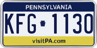 PA license plate KFG1130