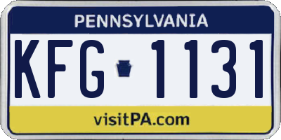 PA license plate KFG1131