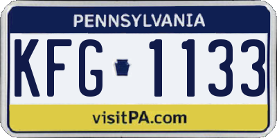 PA license plate KFG1133