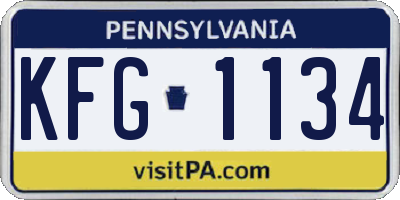 PA license plate KFG1134