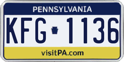 PA license plate KFG1136