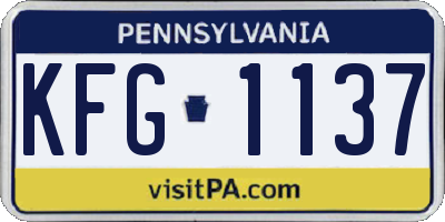 PA license plate KFG1137