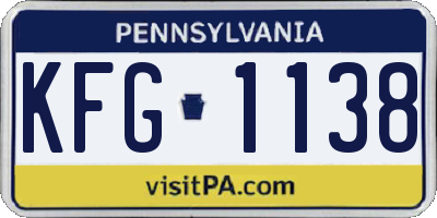 PA license plate KFG1138