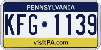 PA license plate KFG1139