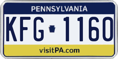 PA license plate KFG1160