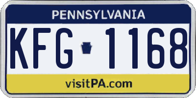 PA license plate KFG1168