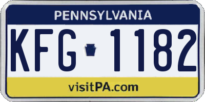 PA license plate KFG1182