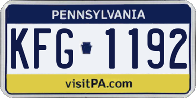 PA license plate KFG1192