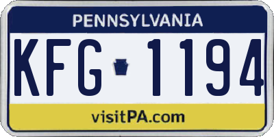 PA license plate KFG1194