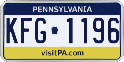 PA license plate KFG1196