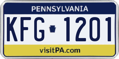 PA license plate KFG1201