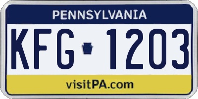 PA license plate KFG1203