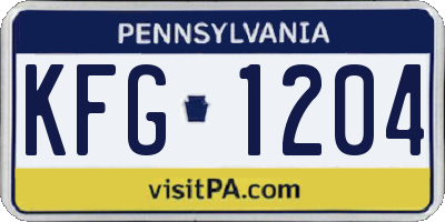 PA license plate KFG1204