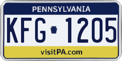 PA license plate KFG1205