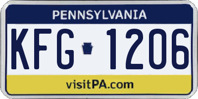 PA license plate KFG1206