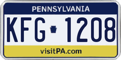 PA license plate KFG1208