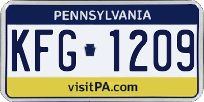 PA license plate KFG1209