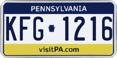PA license plate KFG1216