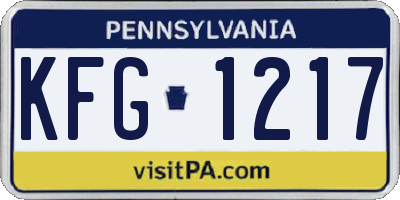 PA license plate KFG1217