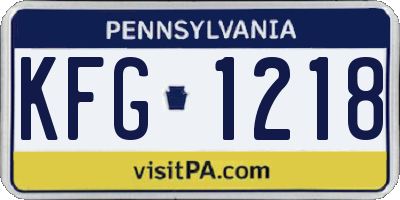 PA license plate KFG1218