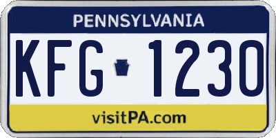 PA license plate KFG1230
