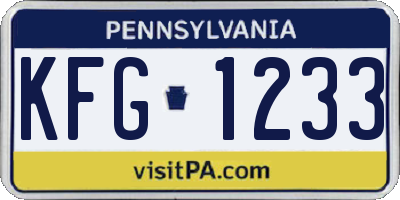 PA license plate KFG1233