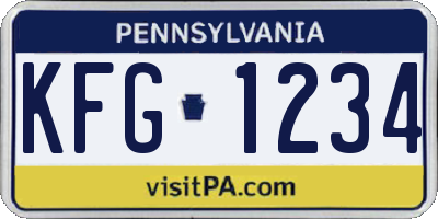 PA license plate KFG1234