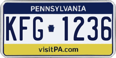 PA license plate KFG1236