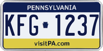 PA license plate KFG1237