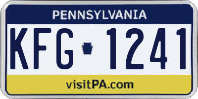 PA license plate KFG1241