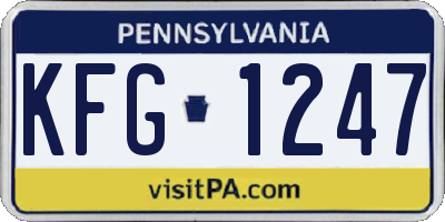 PA license plate KFG1247
