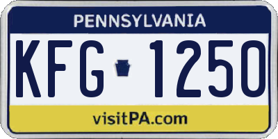 PA license plate KFG1250