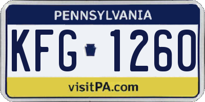 PA license plate KFG1260