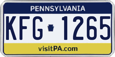 PA license plate KFG1265