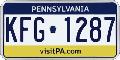 PA license plate KFG1287