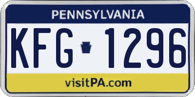 PA license plate KFG1296
