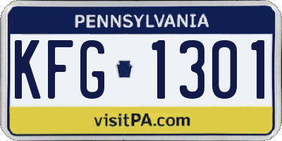 PA license plate KFG1301