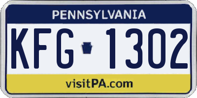 PA license plate KFG1302