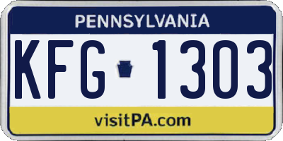 PA license plate KFG1303