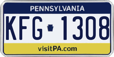 PA license plate KFG1308