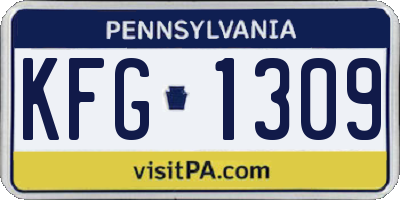 PA license plate KFG1309