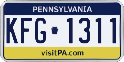 PA license plate KFG1311