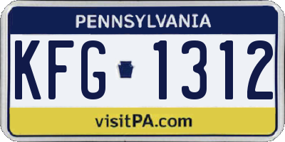 PA license plate KFG1312