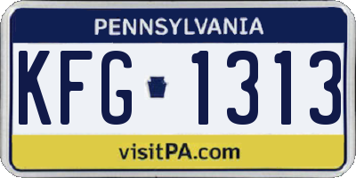 PA license plate KFG1313